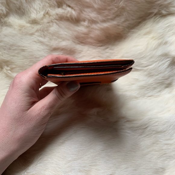 Hermes Bearn tri-fold leather wallet orange gold hardware - Picture 3 of 16